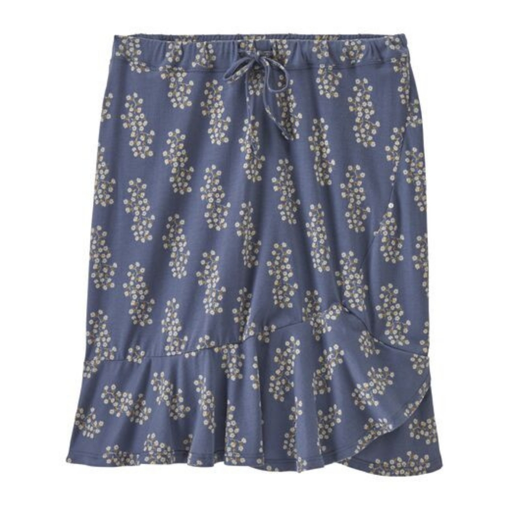 Patagonia Alpine Valley Flounce Blue Floral Skirt Medium